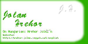 jolan hrehor business card